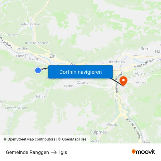 Gemeinde Ranggen to Igls map