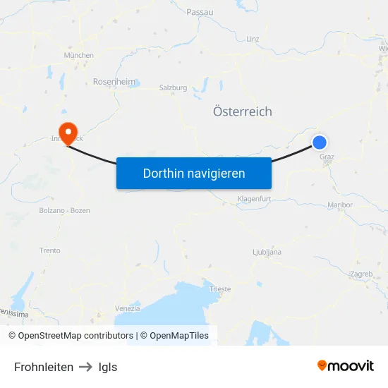 Frohnleiten to Igls map