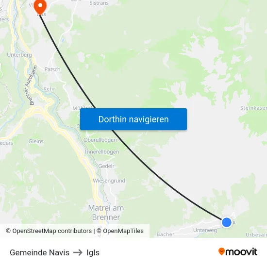 Gemeinde Navis to Igls map