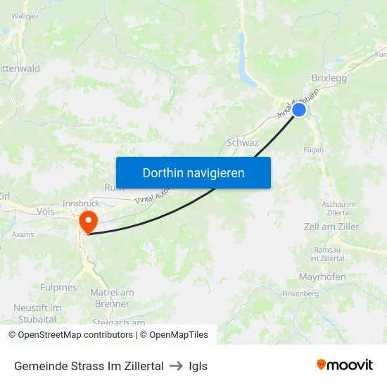 Gemeinde Strass Im Zillertal to Igls map