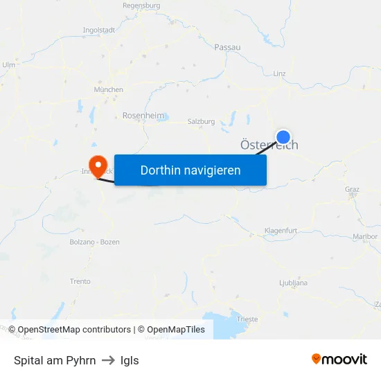 Spital am Pyhrn to Igls map