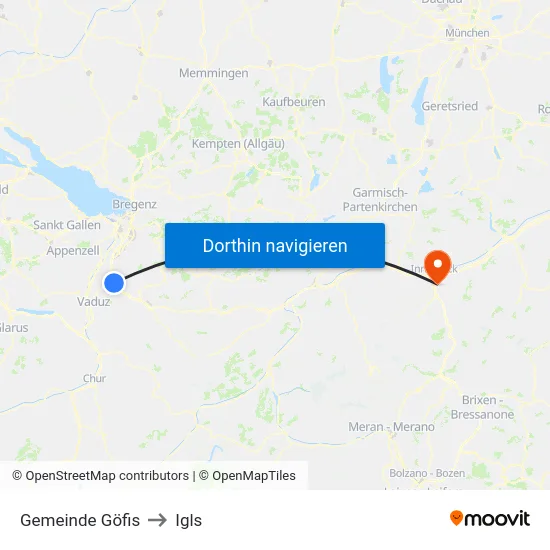 Gemeinde Göfis to Igls map