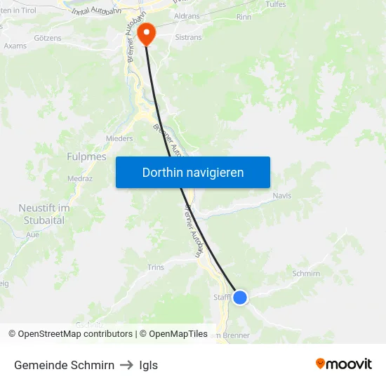 Gemeinde Schmirn to Igls map