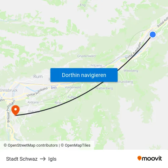 Stadt Schwaz to Igls map