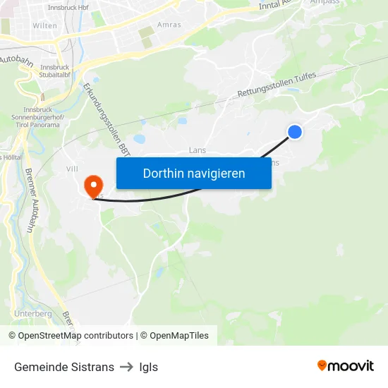 Gemeinde Sistrans to Igls map