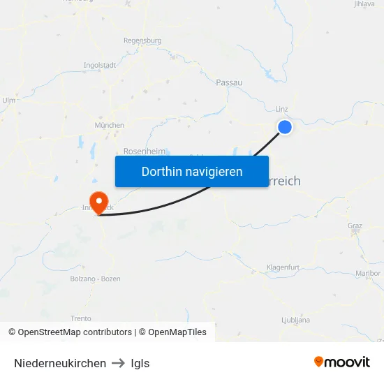 Niederneukirchen to Igls map