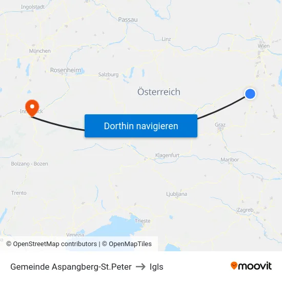 Gemeinde Aspangberg-St.Peter to Igls map