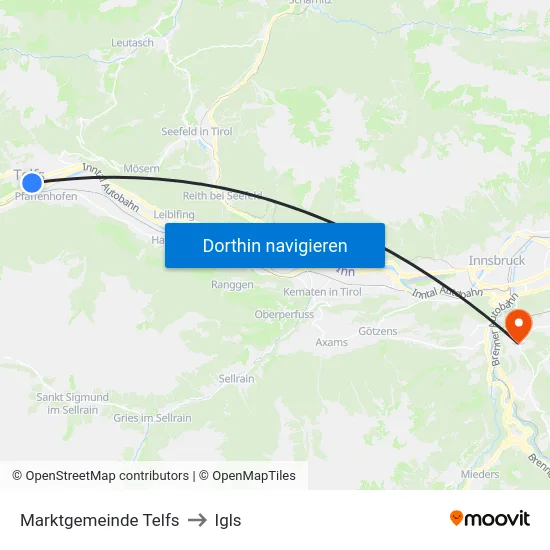 Marktgemeinde Telfs to Igls map