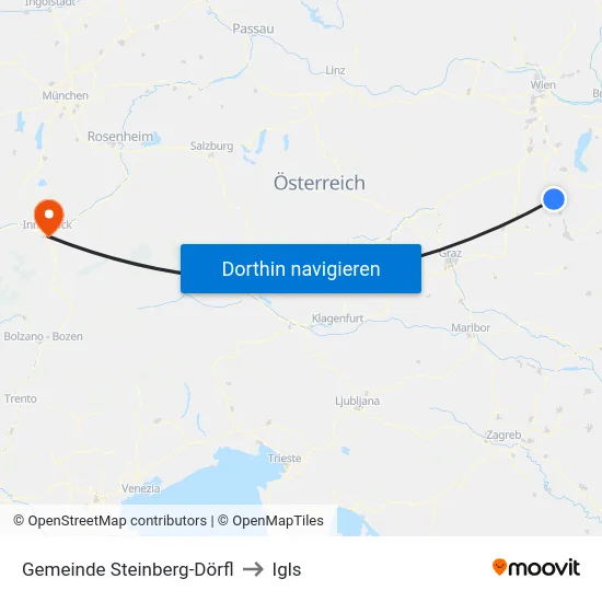 Gemeinde Steinberg-Dörfl to Igls map