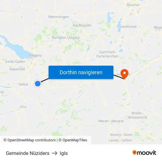 Gemeinde Nüziders to Igls map