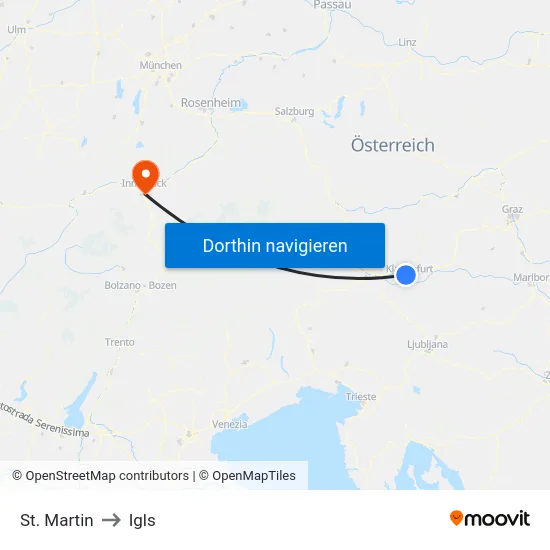 St. Martin to Igls map