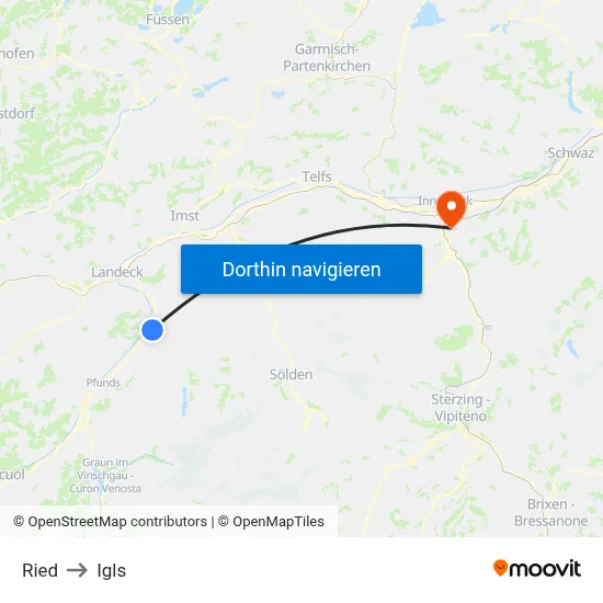 Ried to Igls map