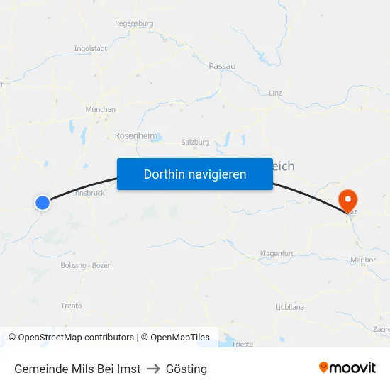 Gemeinde Mils Bei Imst to Gösting map