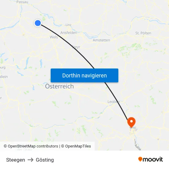 Steegen to Gösting map