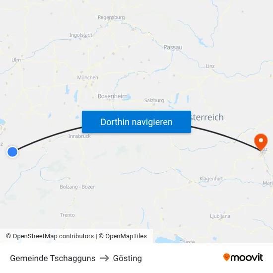 Gemeinde Tschagguns to Gösting map