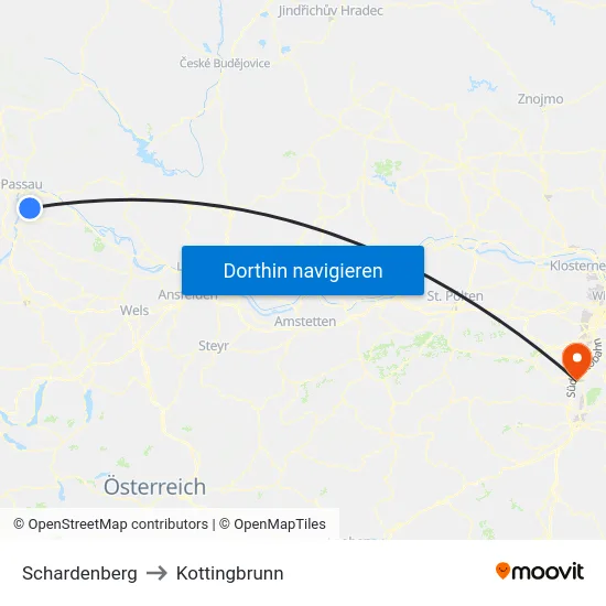 Schardenberg to Kottingbrunn map