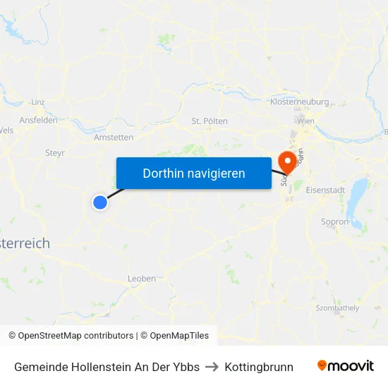 Gemeinde Hollenstein An Der Ybbs to Kottingbrunn map