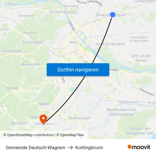 Gemeinde Deutsch-Wagram to Kottingbrunn map