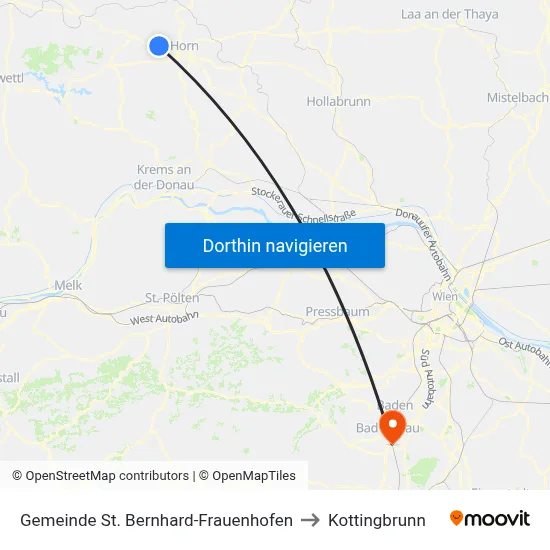 Gemeinde St. Bernhard-Frauenhofen to Kottingbrunn map