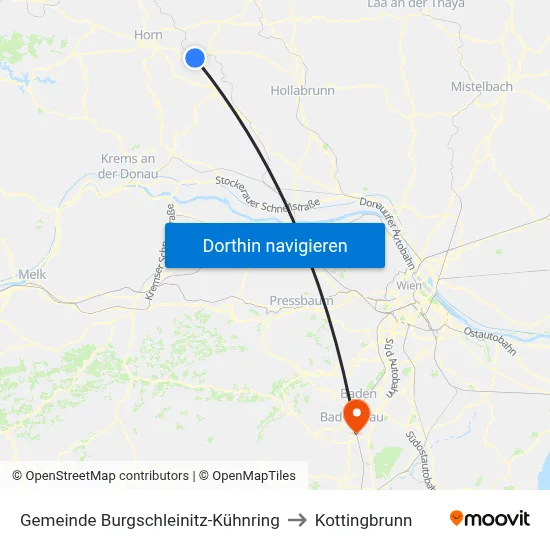 Gemeinde Burgschleinitz-Kühnring to Kottingbrunn map