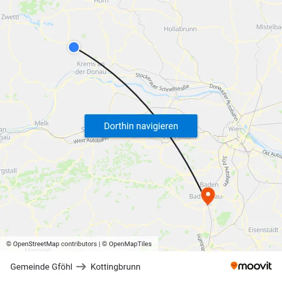 Gemeinde Gföhl to Kottingbrunn map