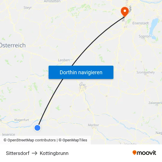 Sittersdorf to Kottingbrunn map