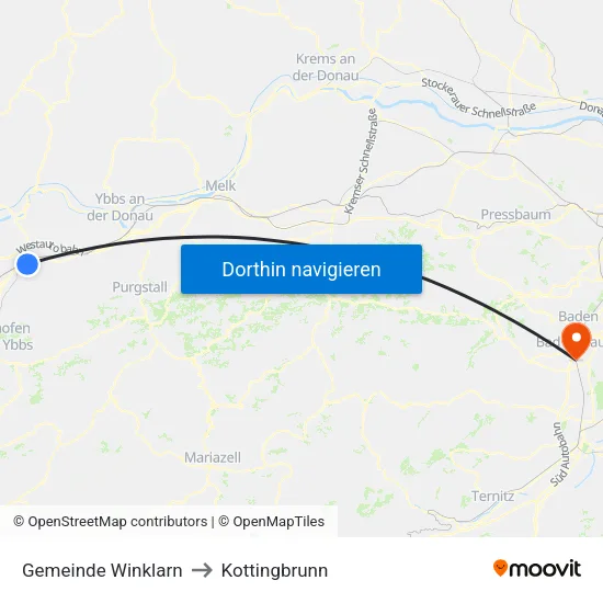 Gemeinde Winklarn to Kottingbrunn map