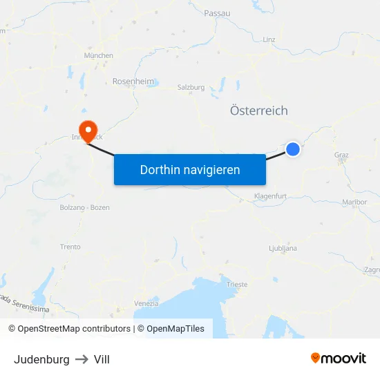 Judenburg to Vill map