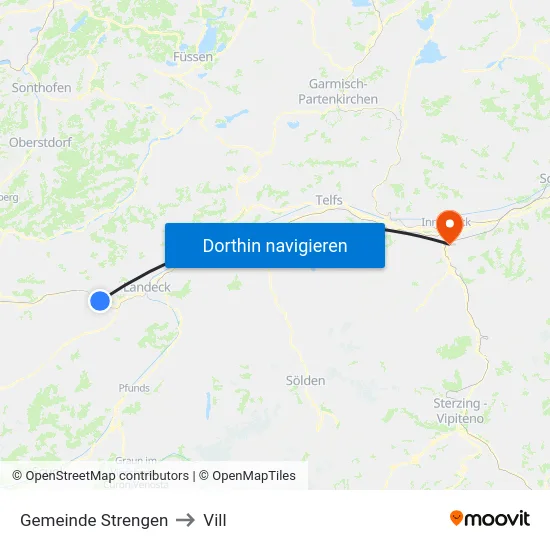 Gemeinde Strengen to Vill map