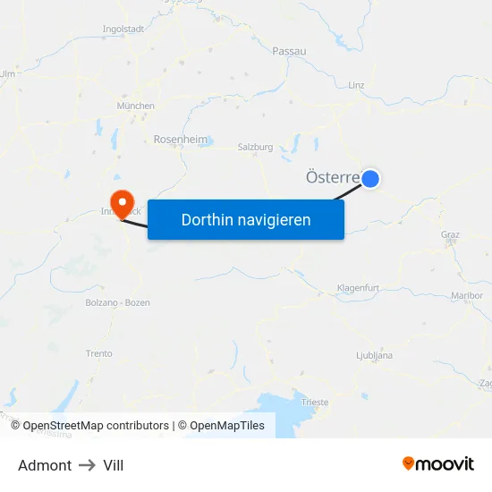 Admont to Vill map