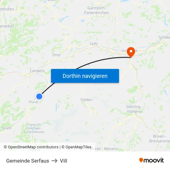 Gemeinde Serfaus to Vill map