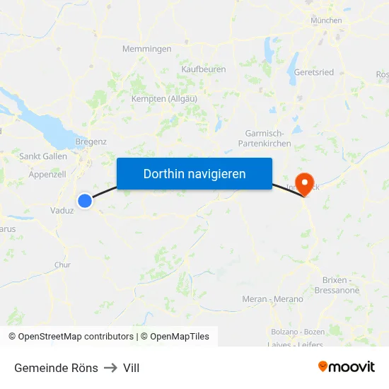 Gemeinde Röns to Vill map