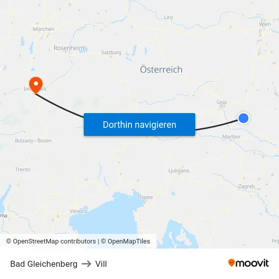 Bad Gleichenberg to Vill map