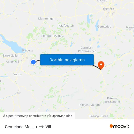 Gemeinde Mellau to Vill map
