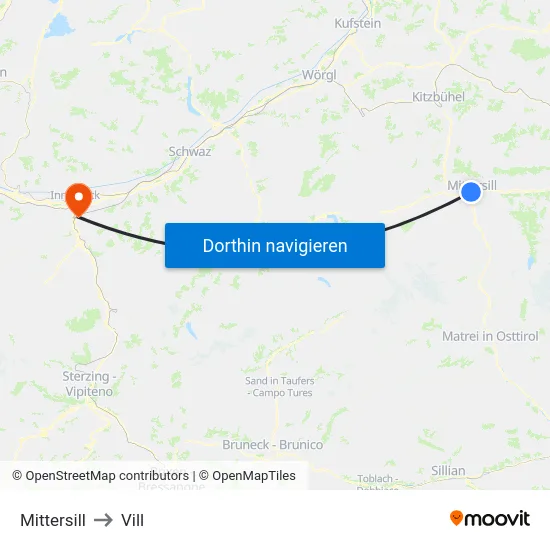 Mittersill to Vill map