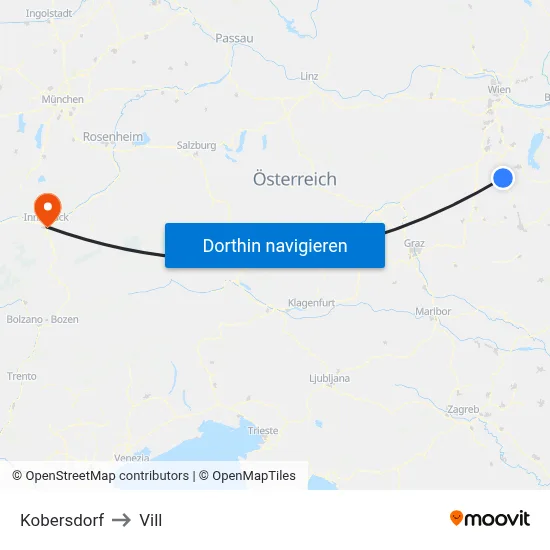 Kobersdorf to Vill map