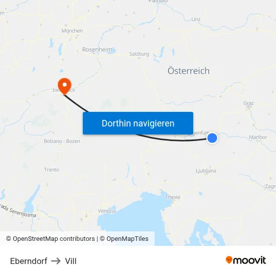 Eberndorf to Vill map