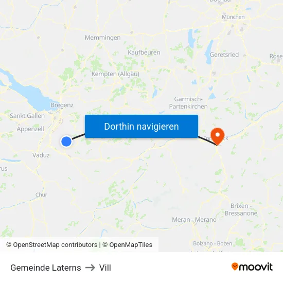 Gemeinde Laterns to Vill map