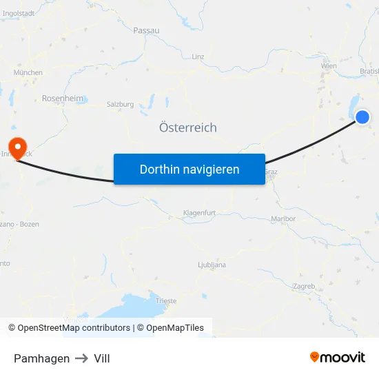 Pamhagen to Vill map