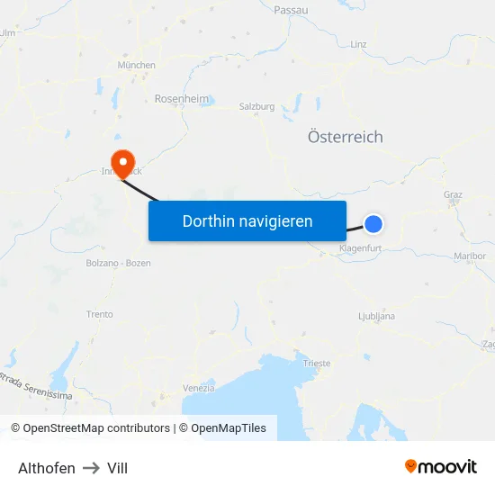 Althofen to Vill map