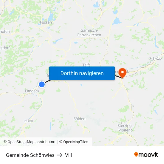 Gemeinde Schönwies to Vill map