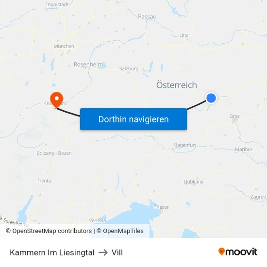 Kammern Im Liesingtal to Vill map