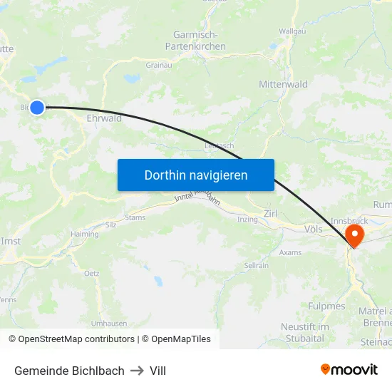 Gemeinde Bichlbach to Vill map