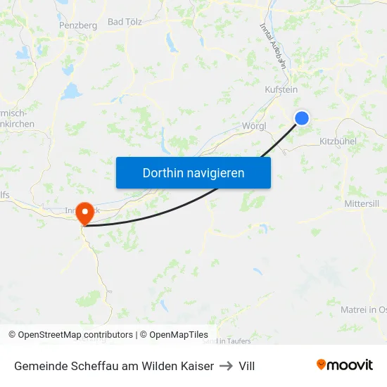 Gemeinde Scheffau am Wilden Kaiser to Vill map