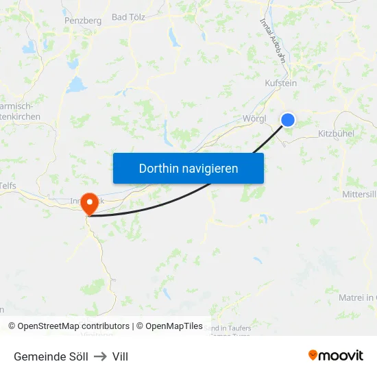 Gemeinde Söll to Vill map