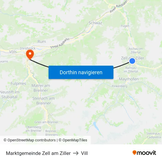 Marktgemeinde Zell am Ziller to Vill map