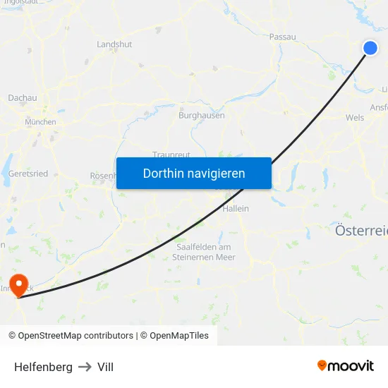Helfenberg to Vill map