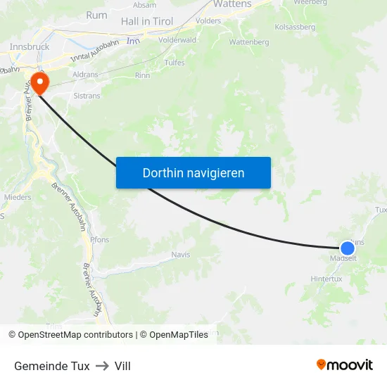 Gemeinde Tux to Vill map