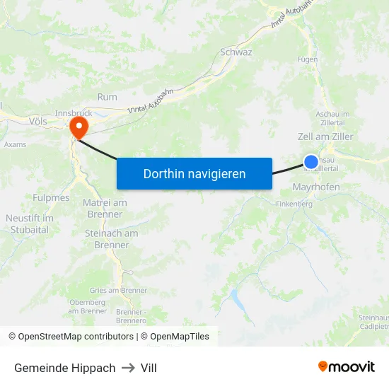 Gemeinde Hippach to Vill map