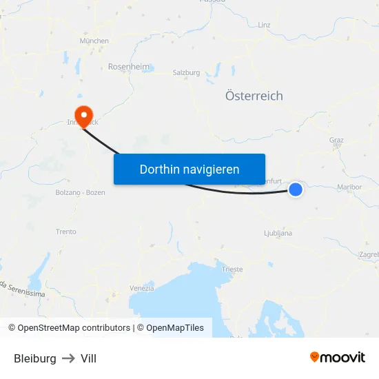 Bleiburg to Vill map